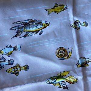 Echo silk scarf medium fish and snail print! Vintage